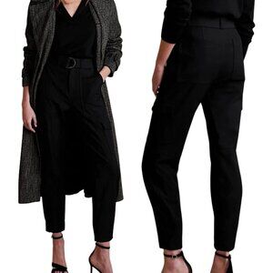 Banana Republic Slim Refined Stretch Cargo Pant Womens 4 Black Ankle Belted NWOT